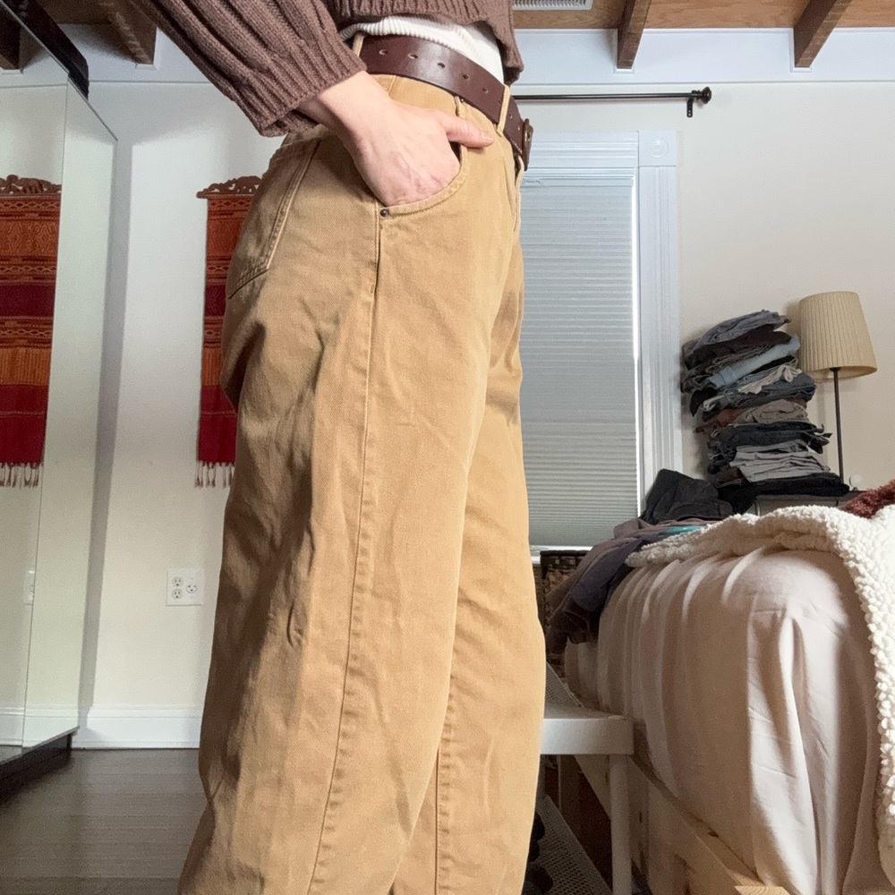 Zara Tan High-Waisted Barrel Pants - 4 - Picture 3 of 8